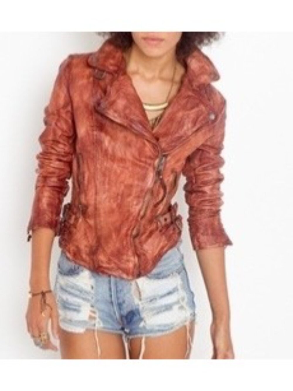 Free People Muubaa Distressed Leather Moto Biker Jacket 4| Indie Coastal Cowgirl - Picture 13 of 16